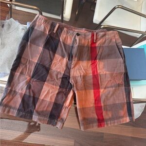 Burberry Plaid Shorts with Red Accent